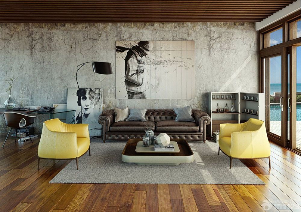 100平时尚现代风格客厅沙发背景墙效果图