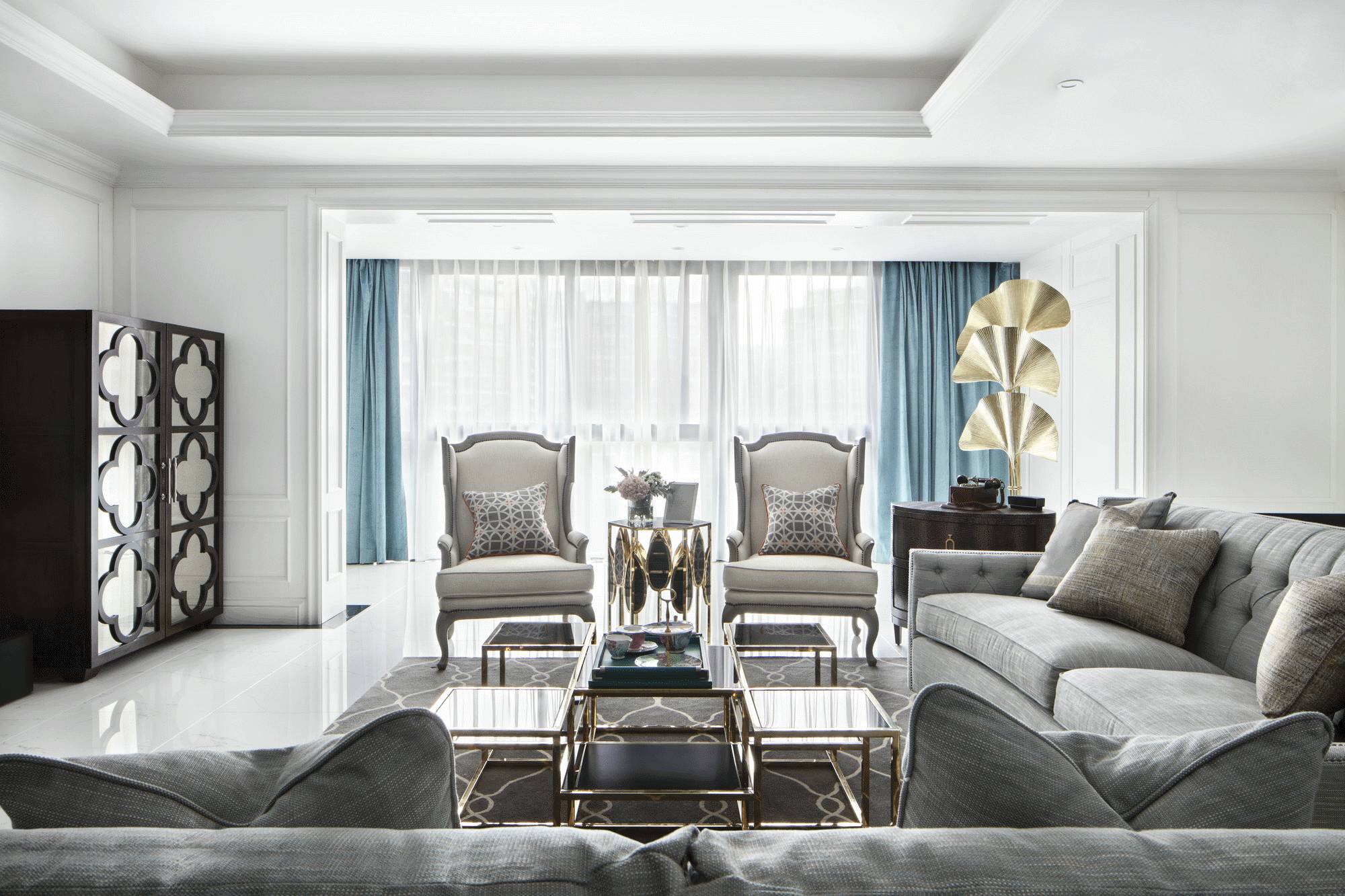 180平欧式风格大户型客厅沙发装修效果图