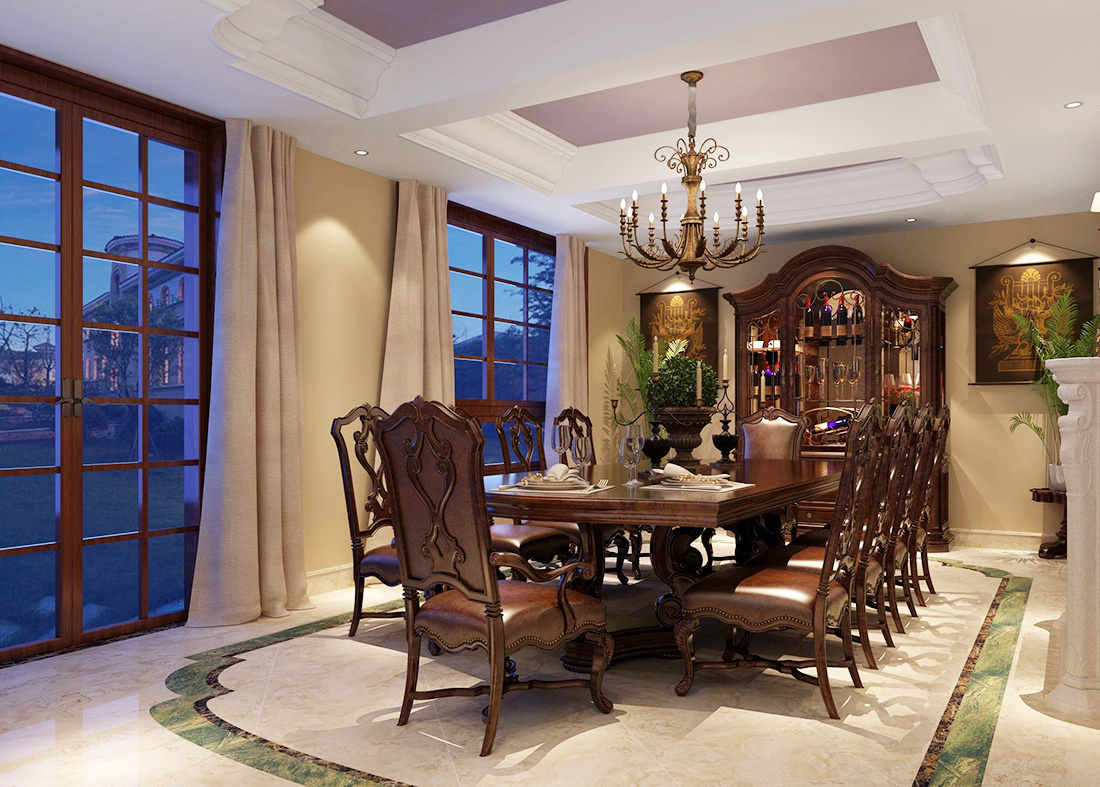 美式风格别墅室内餐厅设计效果图片