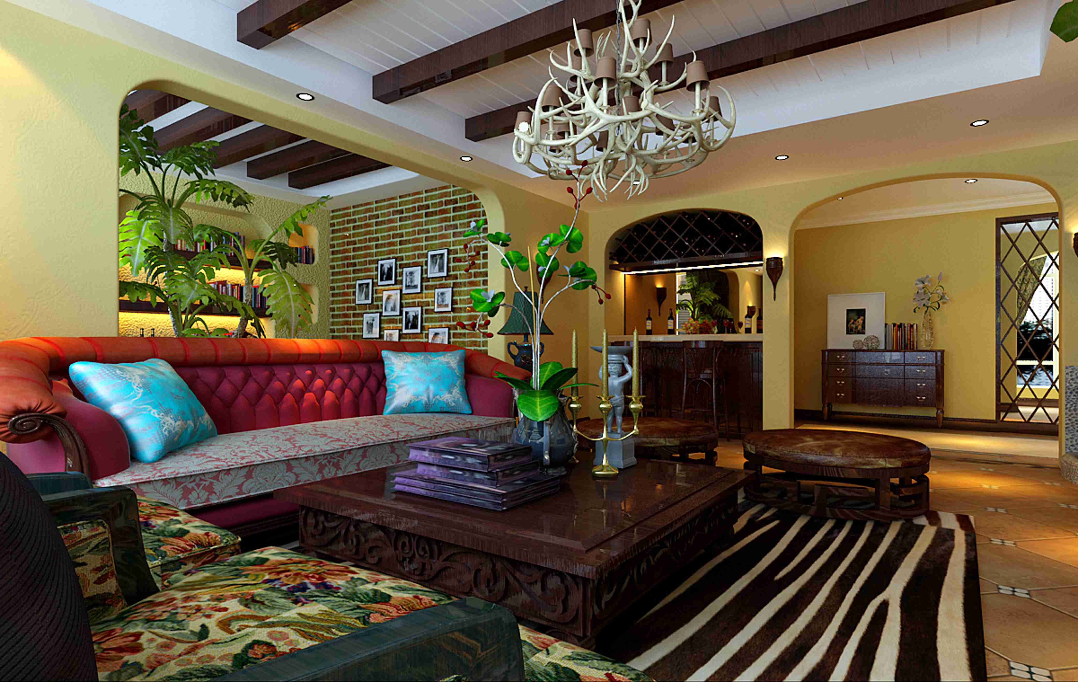 美式田园风格客厅沙发颜色搭配图片