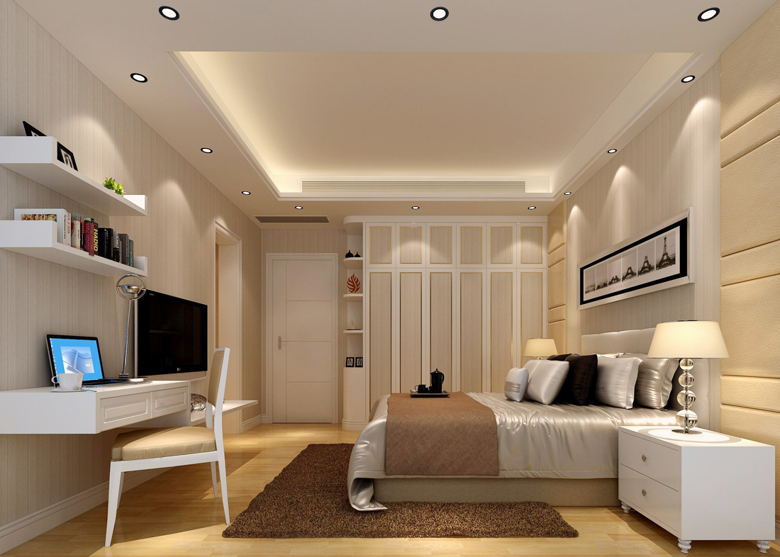 现代别墅女生卧室简单装修效果图片