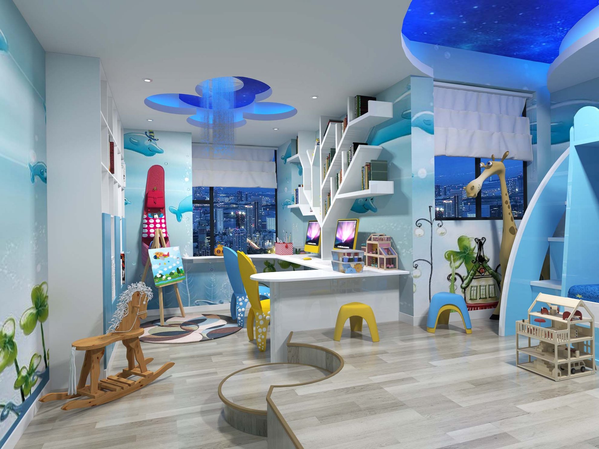 现代儿童娱乐区|空间|室内设计|鸿泰ing - 原创作品 - 站酷 (ZCOOL)