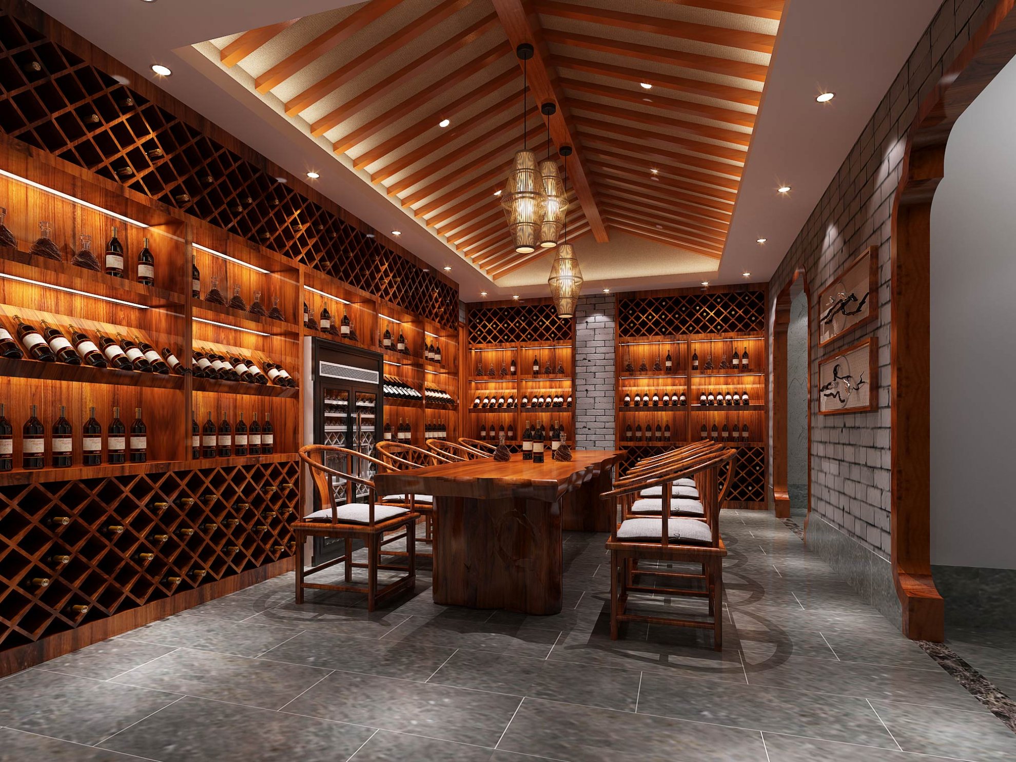 内蒙古私人整体酒窖设计制作的整体酒窖效果图方案及完工后酒窖图片-比士亞