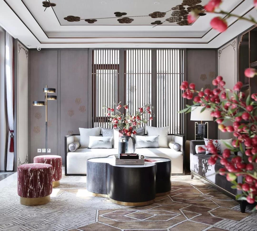 中式古典三居室客厅茶几效果图- 中国风