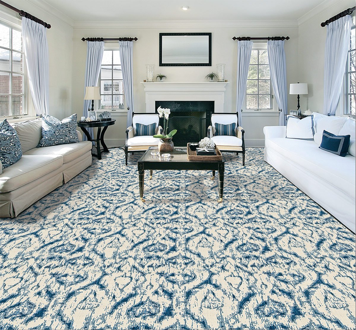 古典客厅地毯与沙发搭配图片