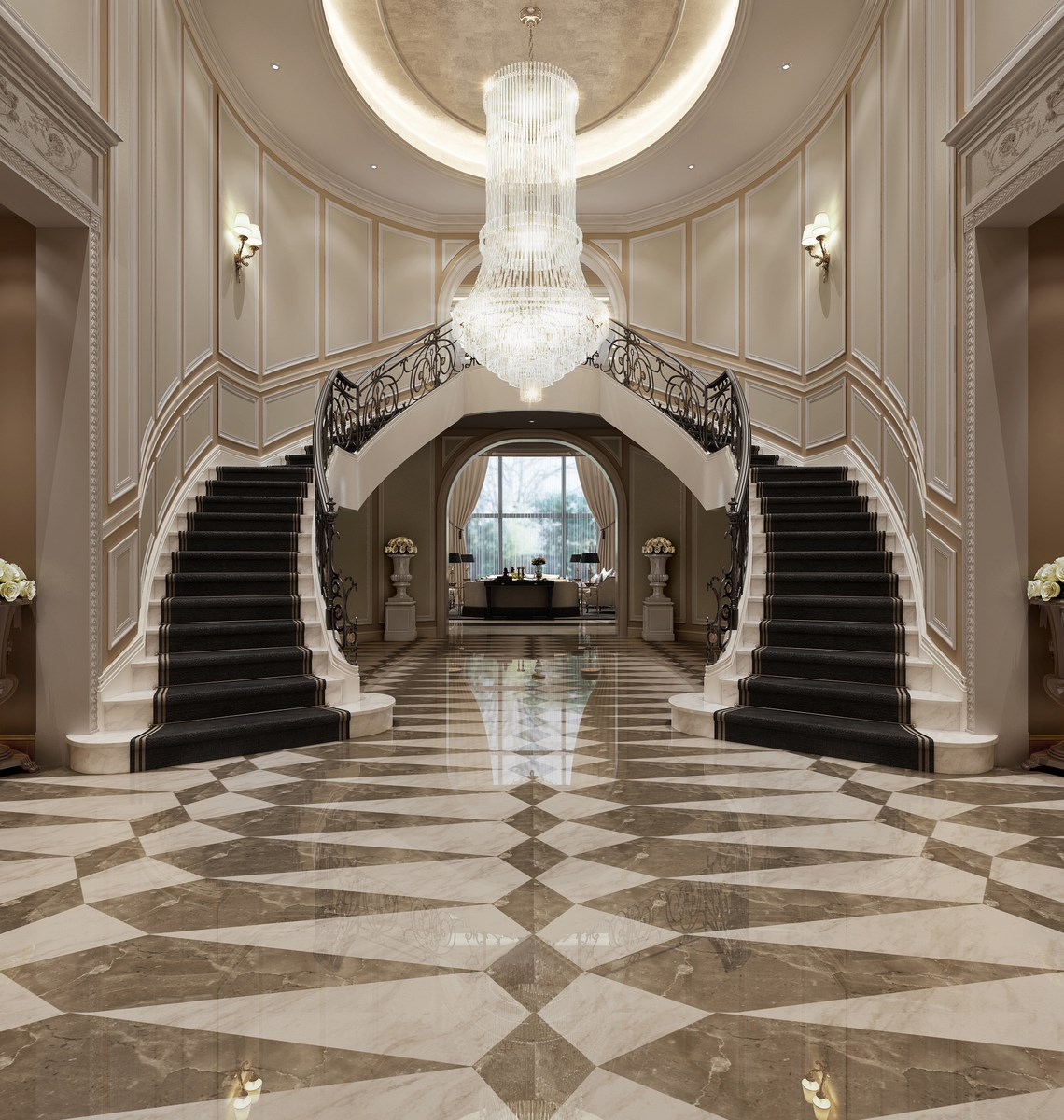豪华欧式别墅室内楼梯设计装修效果图