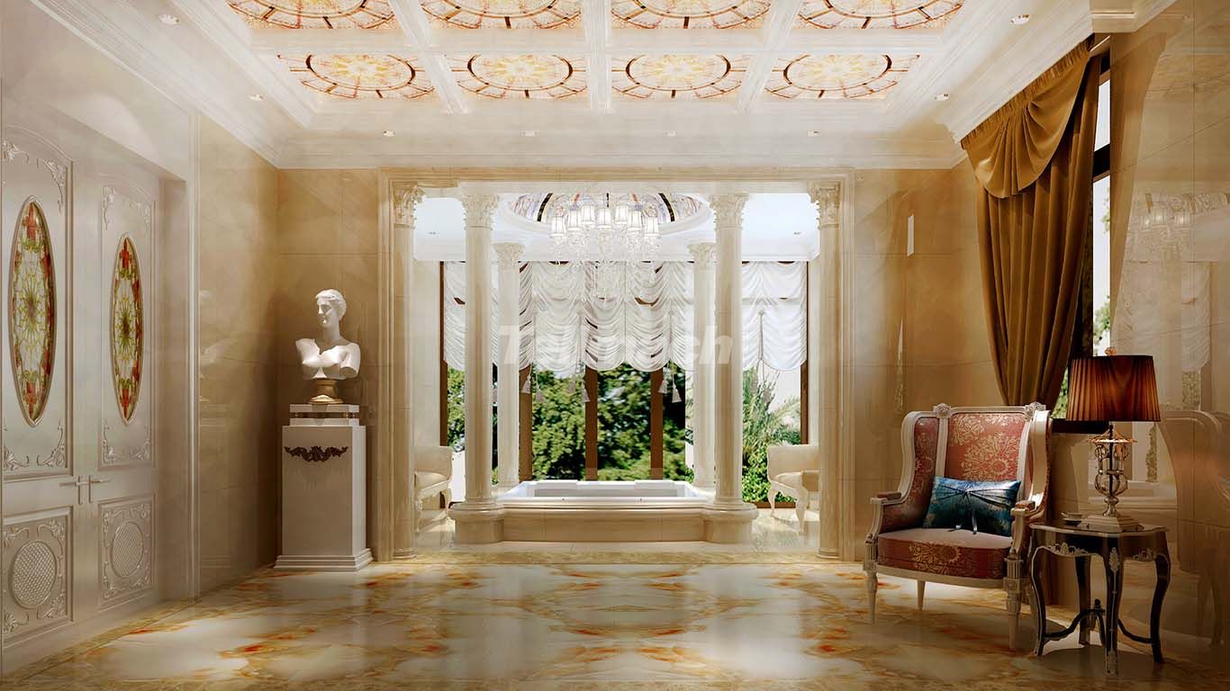 奢华法式别墅浴室浴缸装修效果图