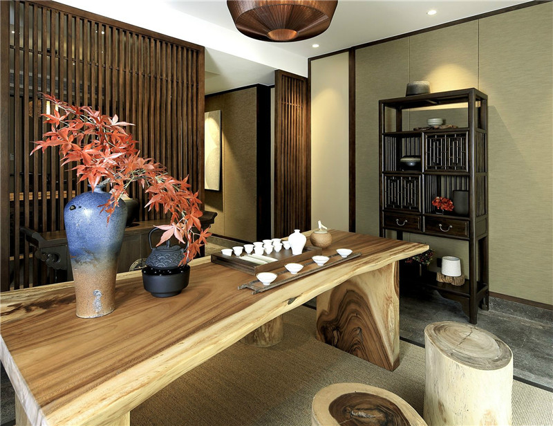330平别墅中式茶室装修设计效果图