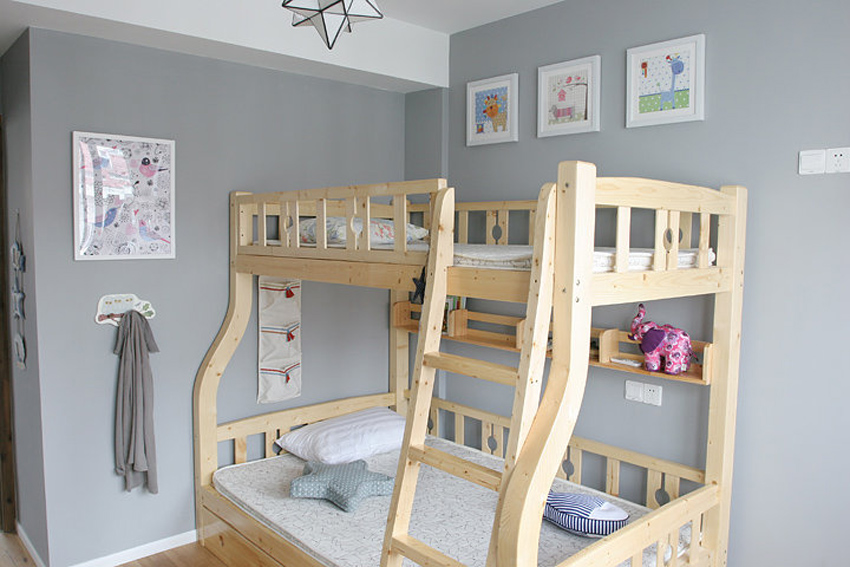 50平米小两居儿童实木高低床装修图片