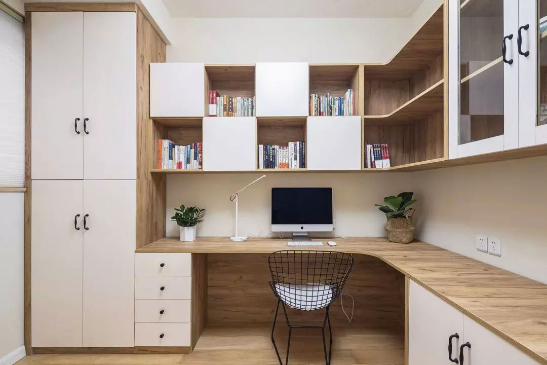 98平米小户型书房转角书桌装修效果图片欣赏