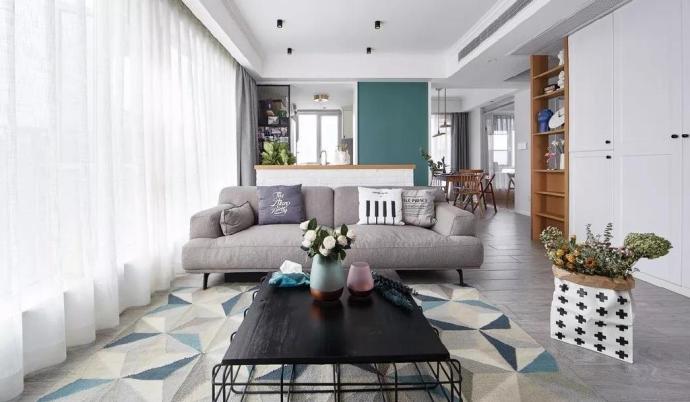 北欧风格118平米三居客厅沙发家装效果图片