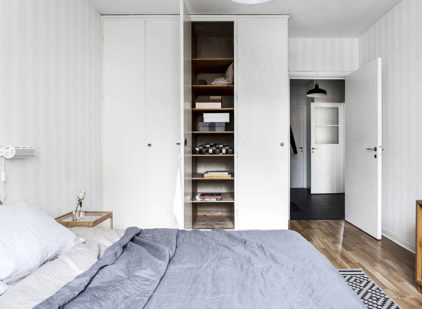 北欧风格卧室白色衣柜设计装修图片