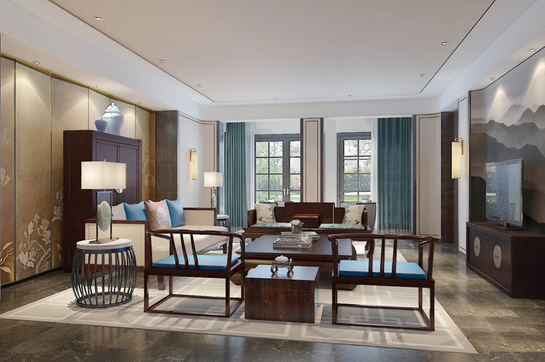 别墅客厅古典中式风格元素设计图片