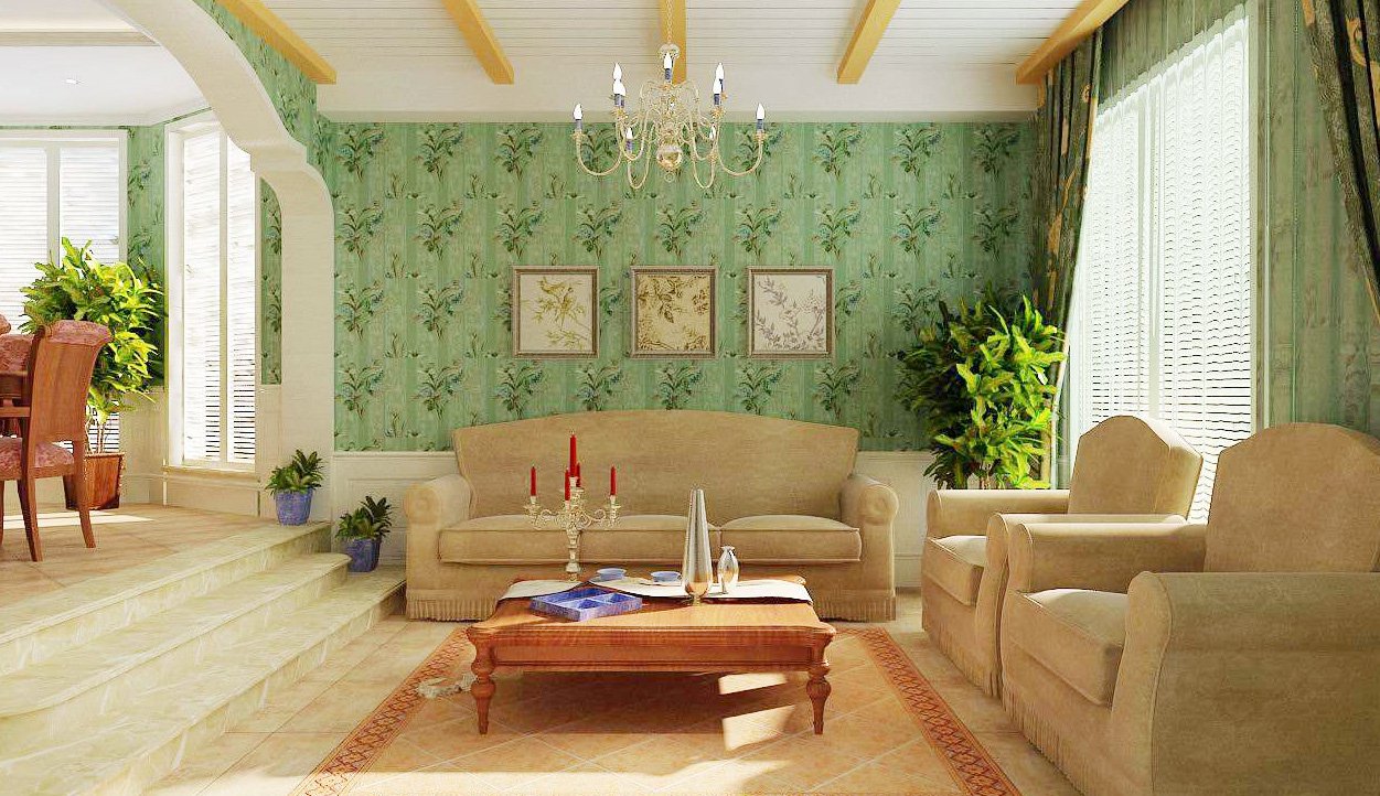 别墅美式乡村风格沙发背景墙效果图片