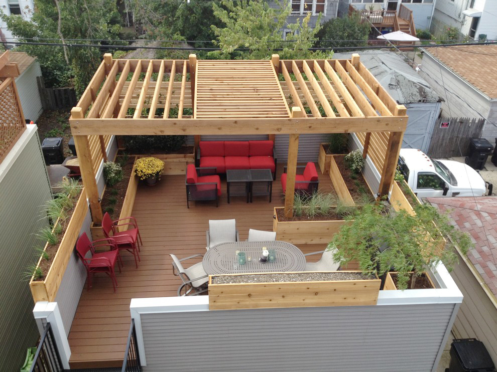 别墅屋顶开放式小阳台设计效果图片