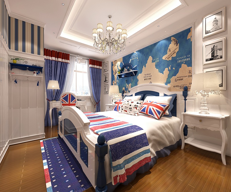 别墅卧室床头背景墙装修设计效果图