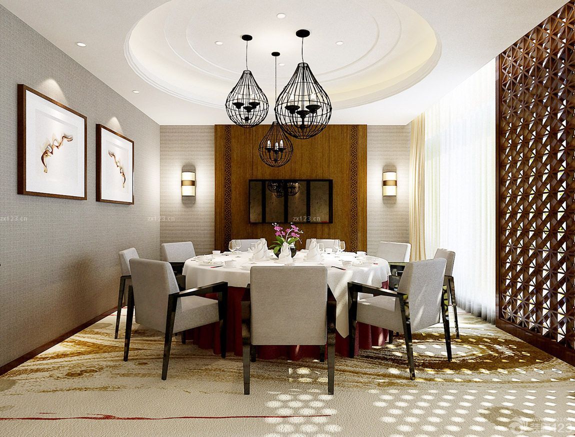 客厅餐厅一体石膏板吊顶设计 – 设计本装修效果图