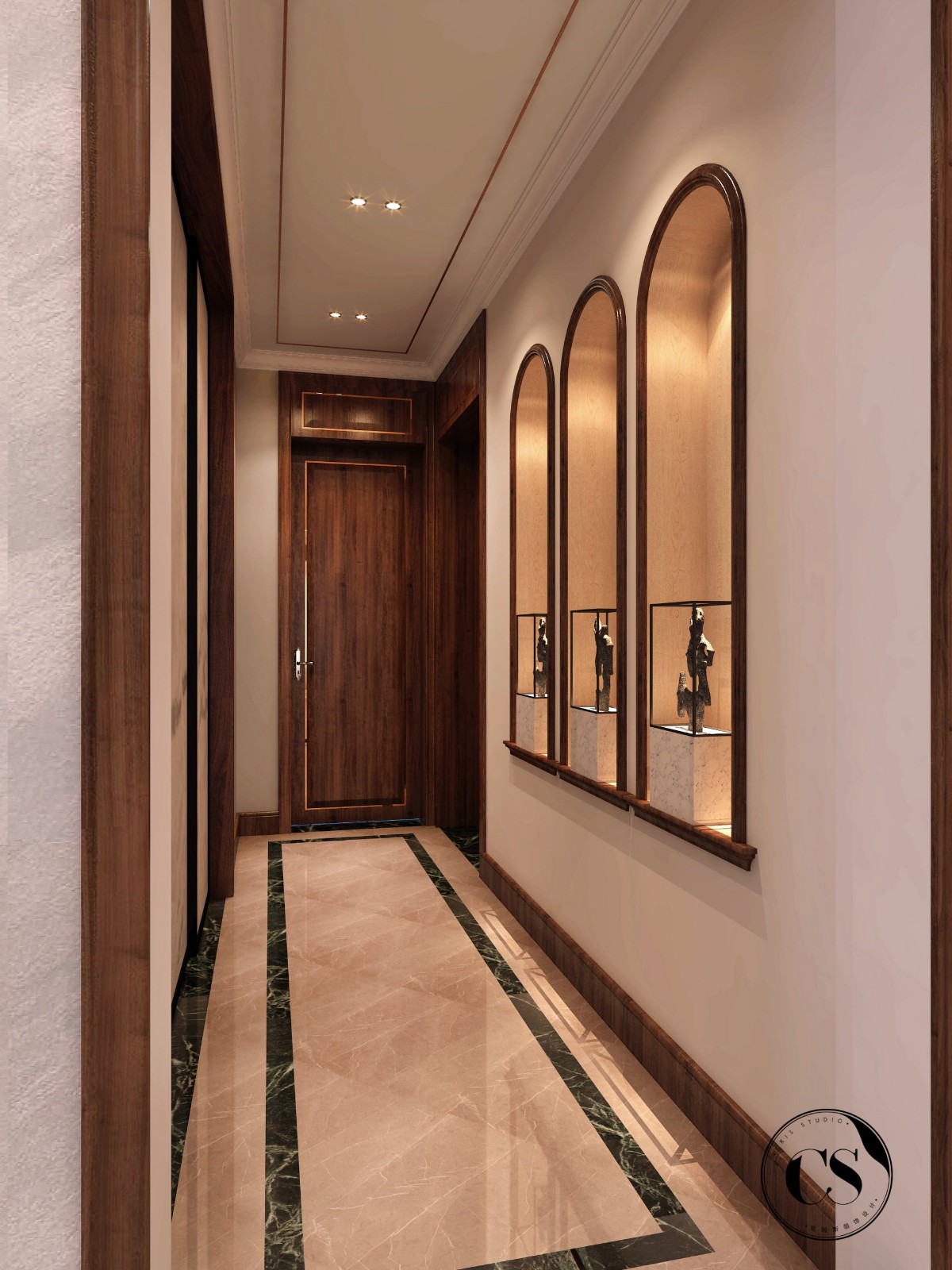 东南亚风格500平米别墅走廊壁柜装修效果图