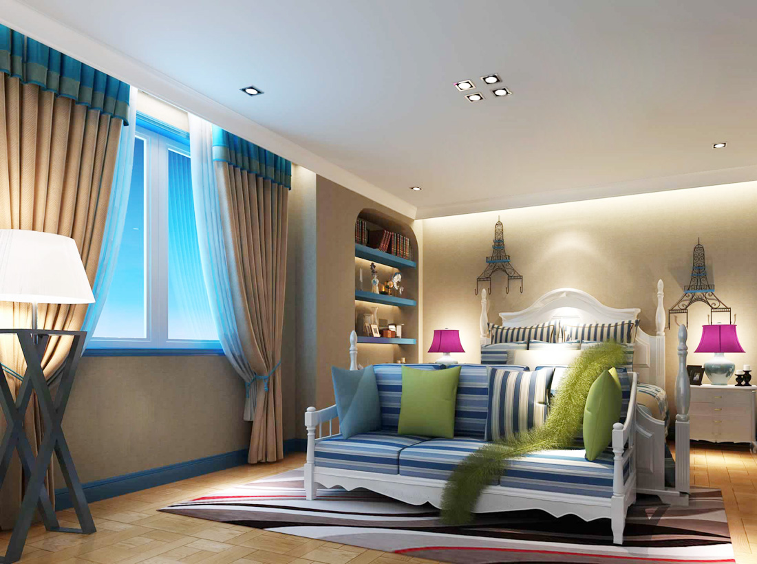 地中海别墅风格高档卧室装修效果图片