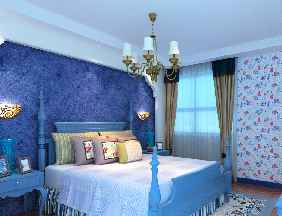 地中海别墅房屋卧室设计装修效果图片