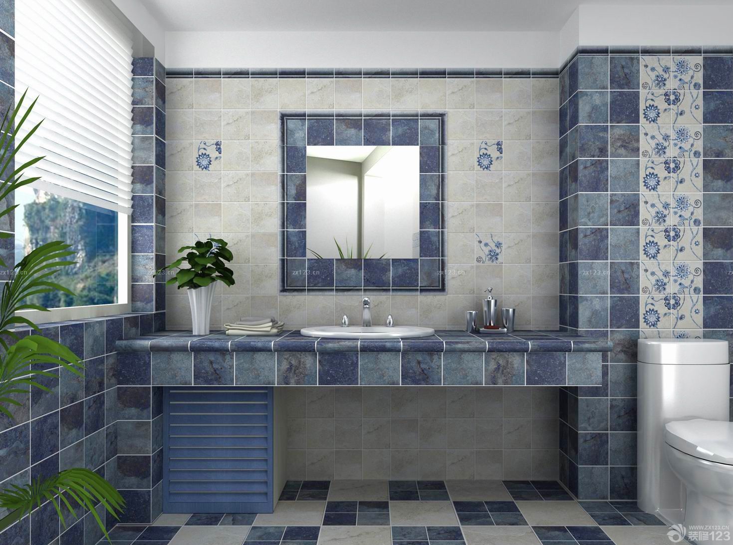 地中海风格家居厕所窗帘设计效果图