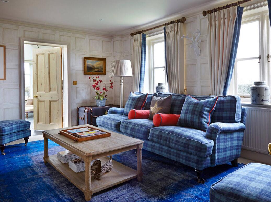 地中海风格客厅蓝色家居沙发图片