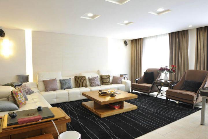 恒基碧翠锦华现代简约220平四居室客厅装修案例