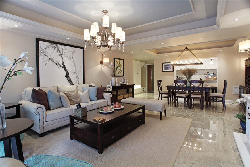 简美式风格187平米四居客厅沙发设计图片