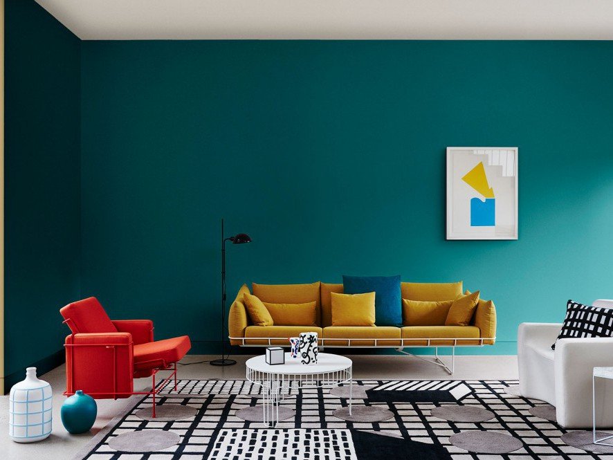简欧时尚客厅墙面漆颜色搭配设计效果图