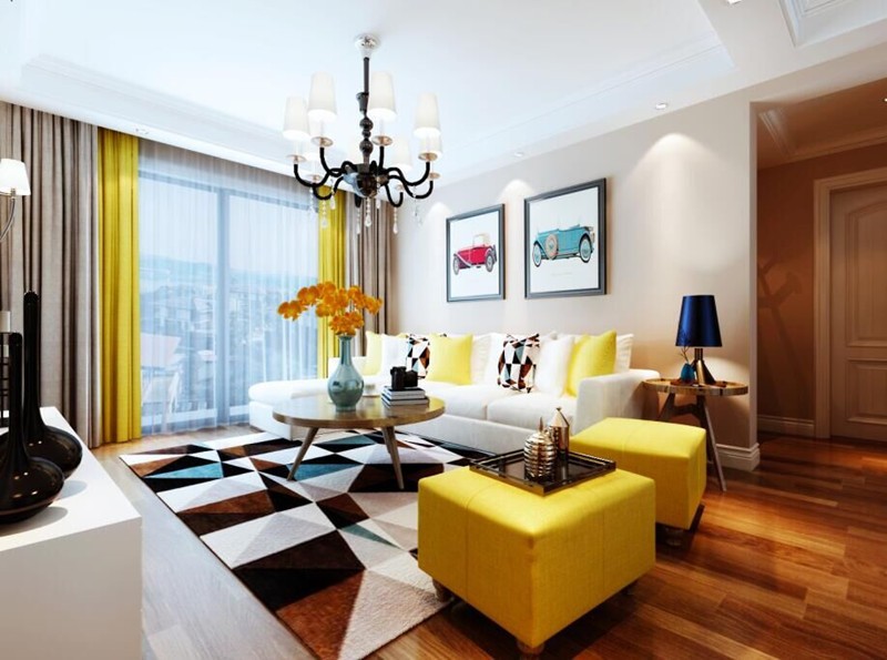 加侨悦山国际现代风格112平三居室客厅装修案例