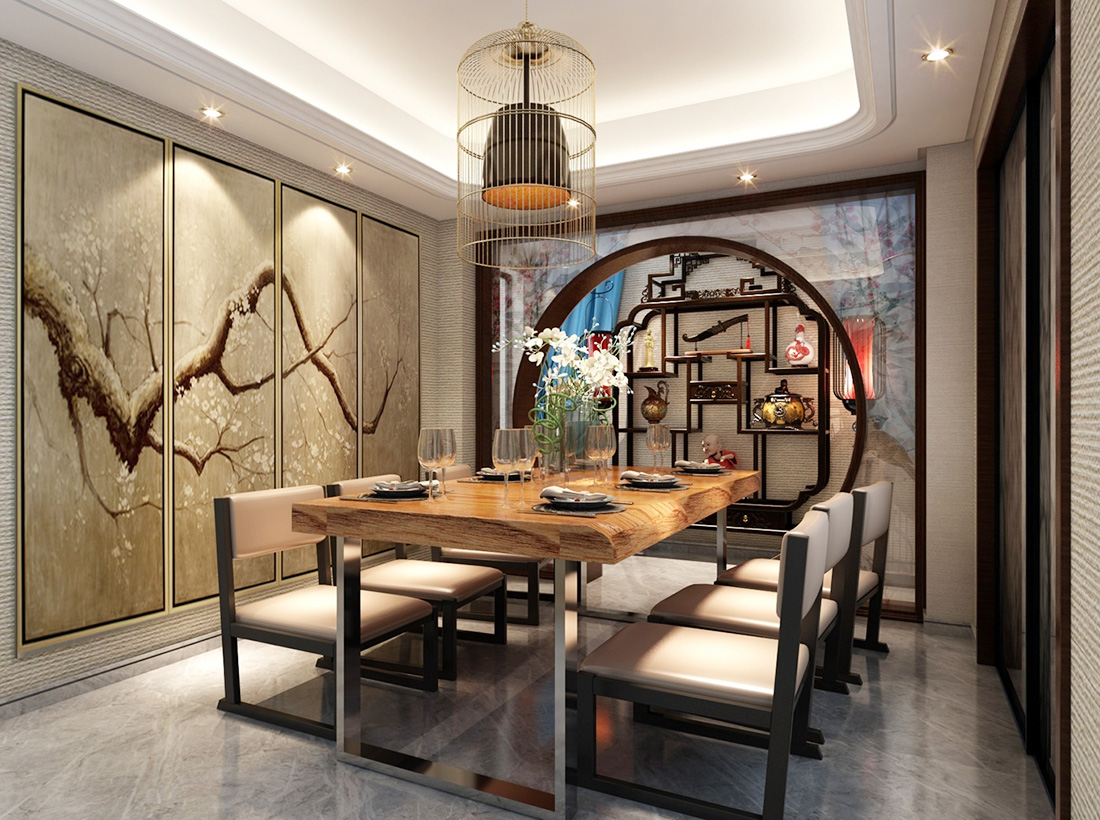 家装别墅餐厅古典中式风格元素装修图