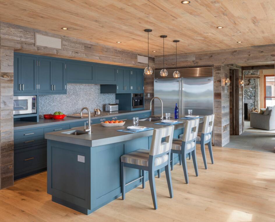 开放式厨房蓝色家居橱柜设计图片
