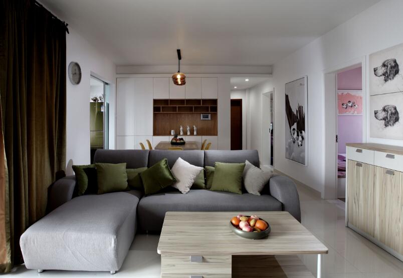 两居室客厅转角小沙发装修设计图片