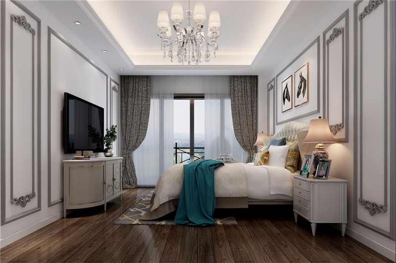 龙江云山墅350平别墅美式风格卧室地板设计图