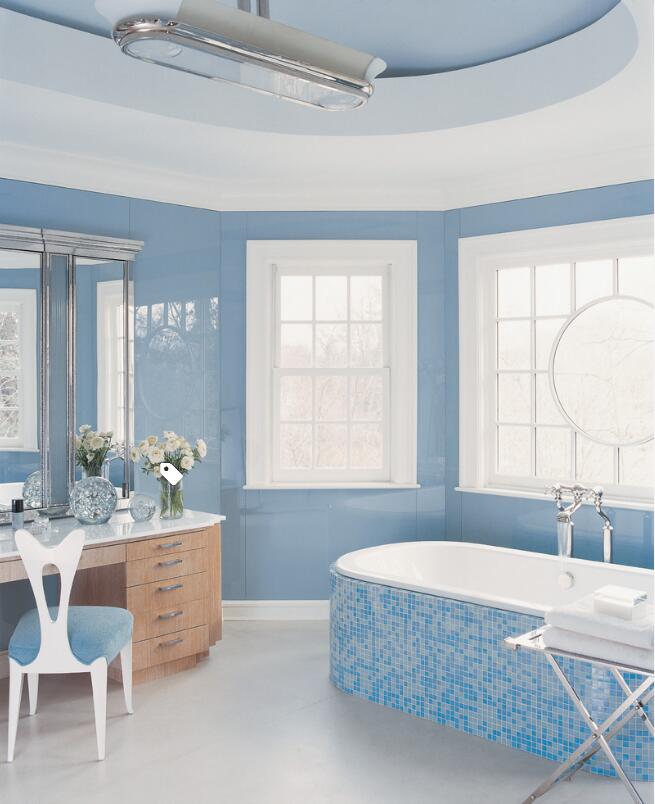 蓝色家居浴室背景墙装修效果图片