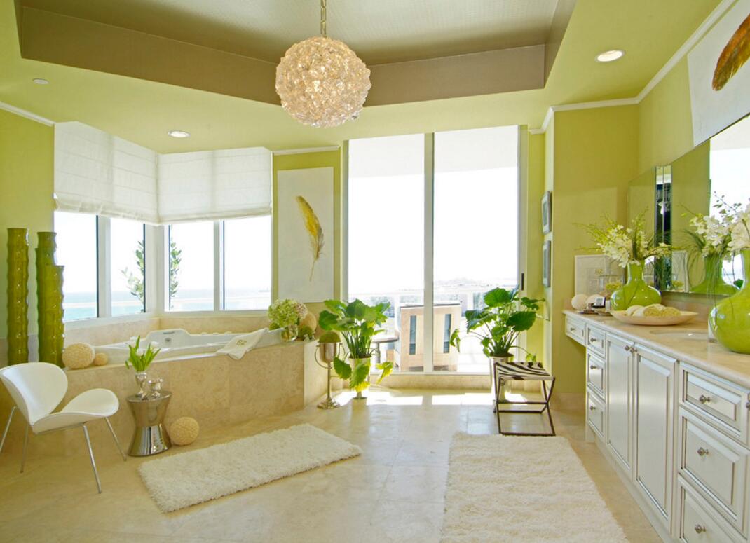 绿色家居浴室砖砌浴缸装修装饰设计图片