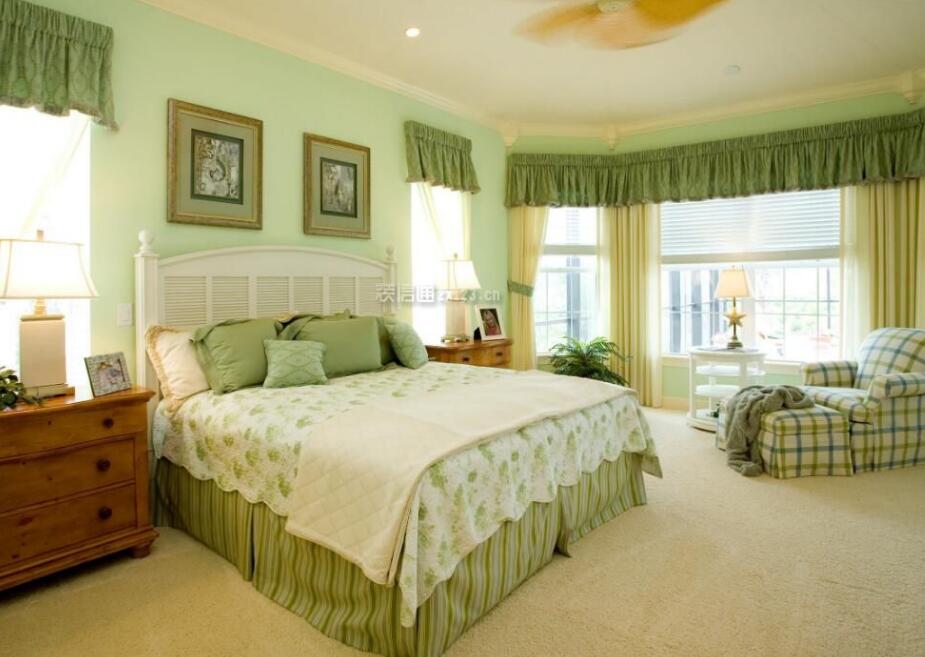 绿色小清新家居卧室整体装饰布置设计图片