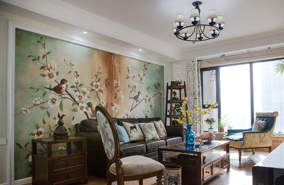 美式风格家用客厅背景墙装修设计图一览