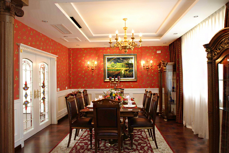美式古典风格别墅餐厅装修效果图片
