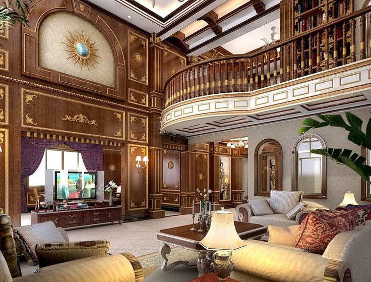 欧式古典复式别墅客厅装修设计效果图