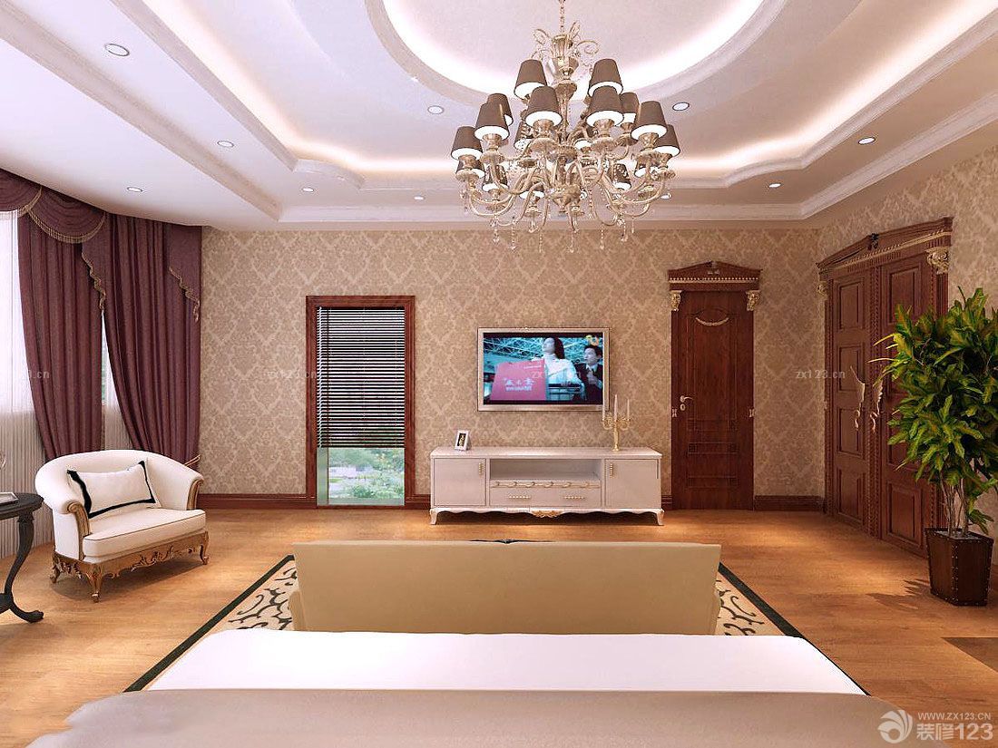 欧式家居客厅装修门颜色搭配效果图