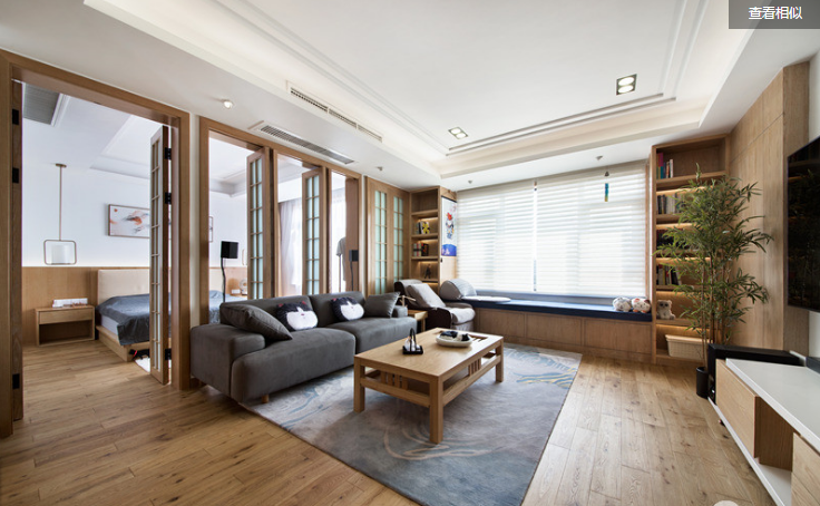 日式风格130平三居客厅飘窗设计图片