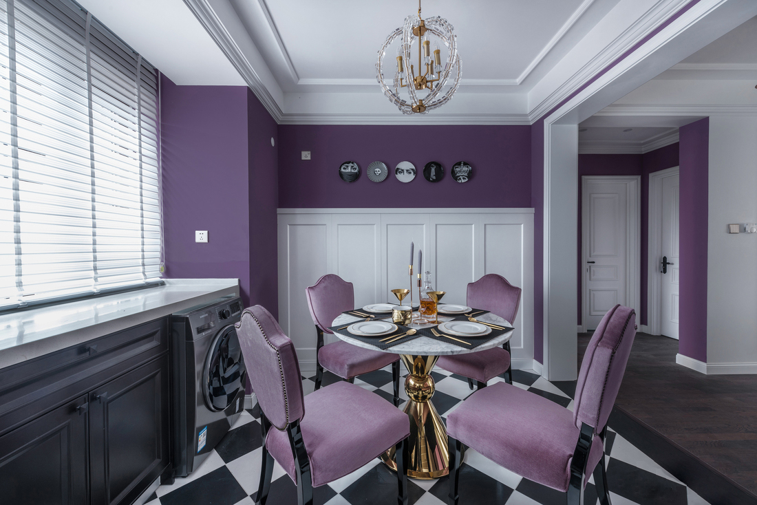 时尚别墅家居餐厅紫色装饰设计效果图