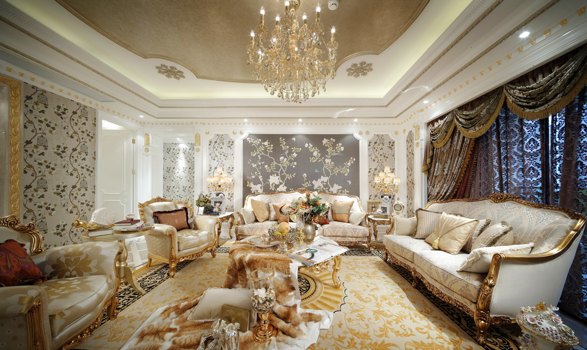 时尚别墅欧式客厅装修设计效果图片