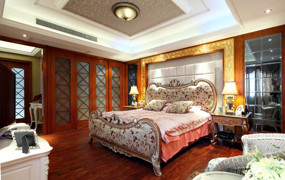 时尚别墅卧室设计欧式床头背景墙