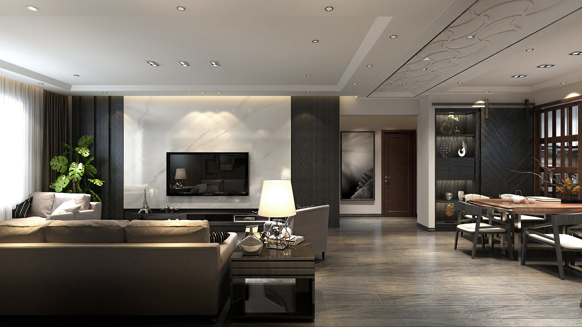126平现代港式风格公寓客厅装修效果图_太平洋家居网图库