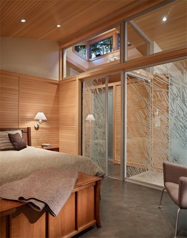 生态木屋别墅室内玻璃房效果图