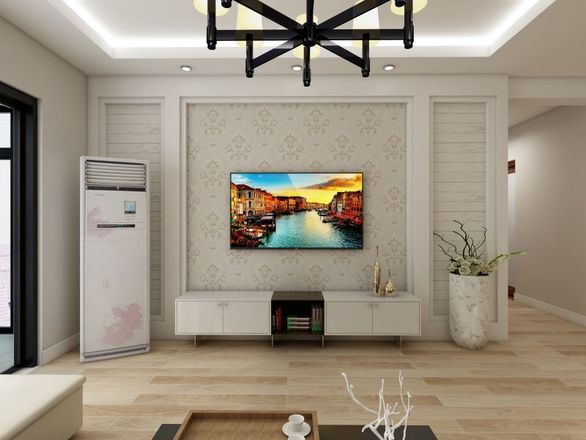 小城故事100㎡二居室简欧风格电视墙装修效果图