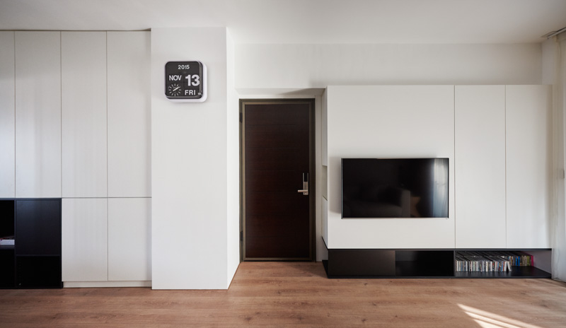 现代北欧风格110平三室两厅客厅电视墙设计图