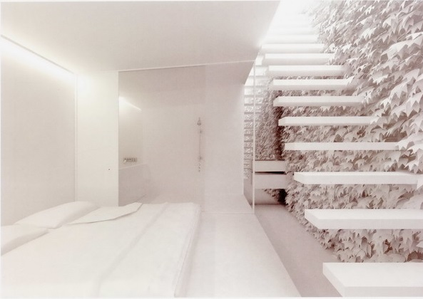 现代风格100平米三居室卧室楼梯装修效果图